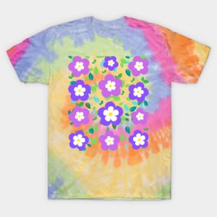 Violet and purple floral pattern T-Shirt